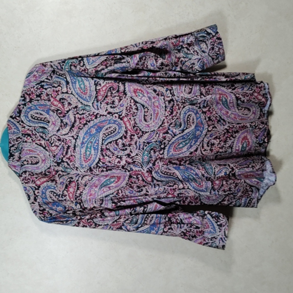 2/$10 04178 Chaps teal & purple paisley No Iron button up shirt XL NWT - Picture 8 of 13